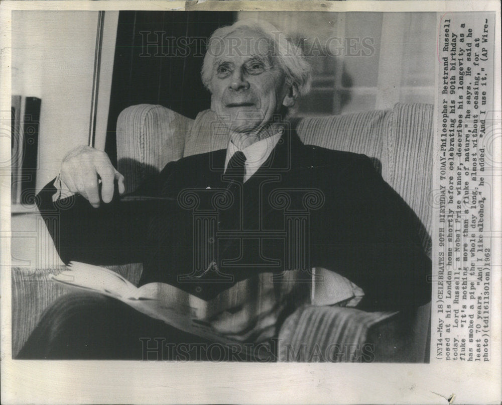 1965 Press Photo Philosopher Lord Bertrand Russell Nobel Prize Winner London - Historic Images
