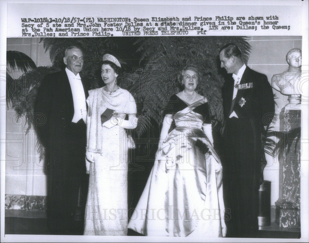 1957 Press Photo Queen Elizabeth Prince Philip British Royalty - Historic Images
