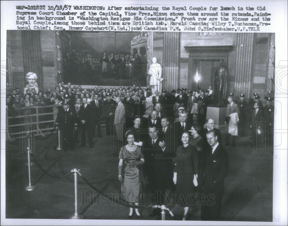 1957 Press Photo Royal Couple Queen Elizabeth Prince - Historic Images