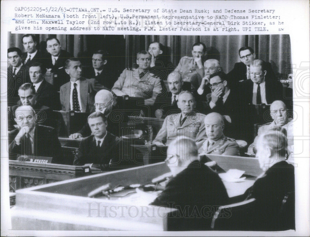 1963 Dean Rusk Robert McNamara Thomas Finletter Stikker Pearson - Historic Images