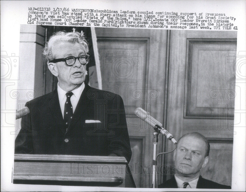 1966 Press Photo Washington President Johnson GOP Leader Everett Dirksen Nam - Historic Images