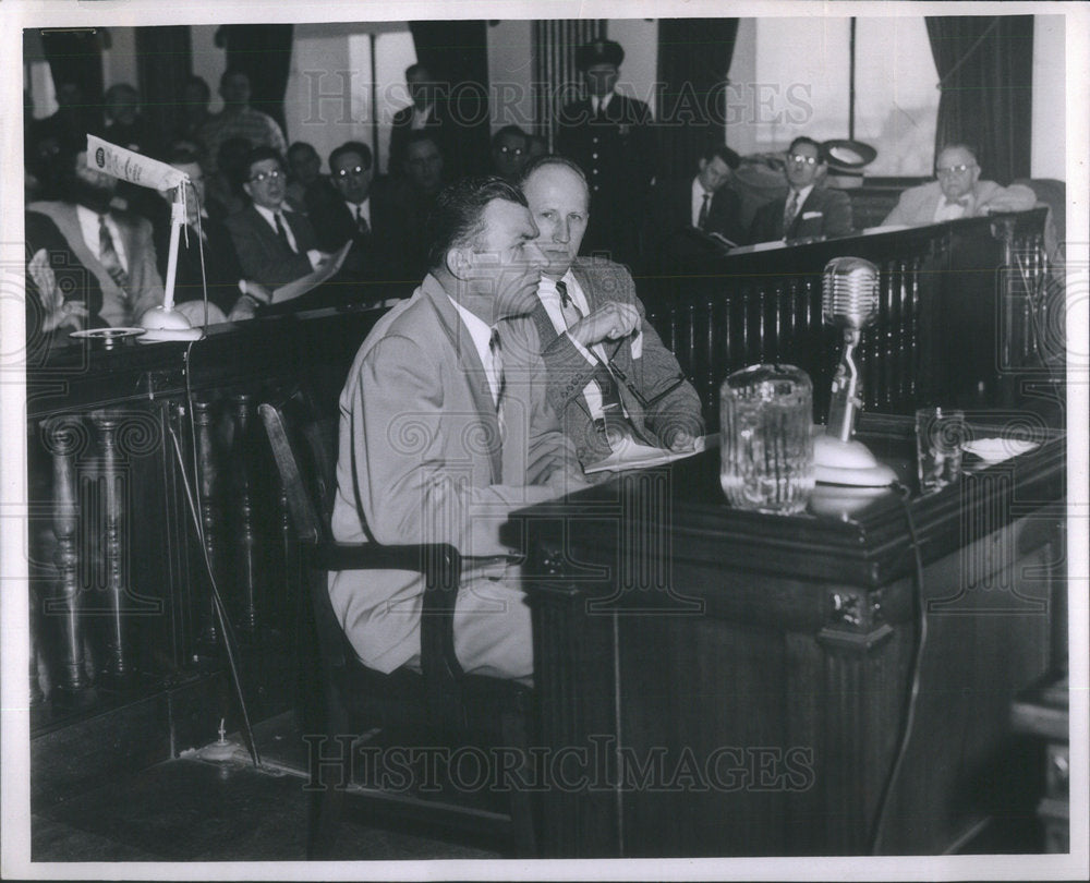 1958 Press Photo Willard Malis atty Justin Waitkuss witness  Photographer Barden - Historic Images