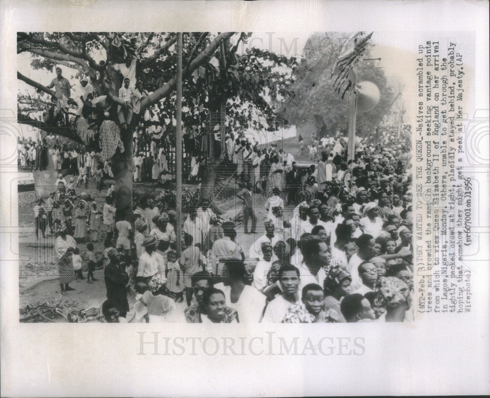 1956 Press Photo Queen Elizabeth II Lagos Nigeria - Historic Images