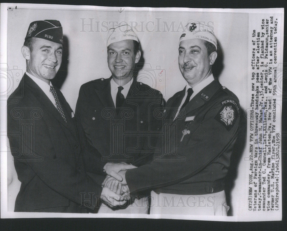 1958 Press Photo JOHN H. MAHAN, JR. COMMANDER-IN-CHIEF FOREIGN WARS - Historic Images