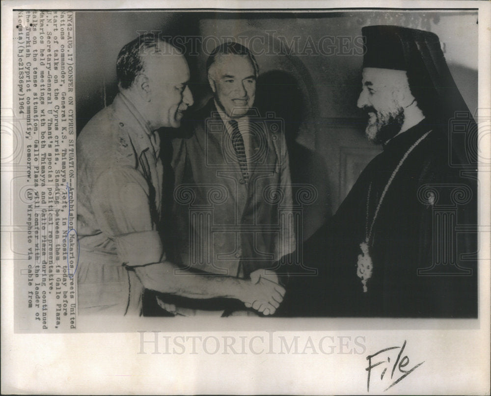 1964 Press Photo Archbishop Makarios United Nations Commander - Historic Images