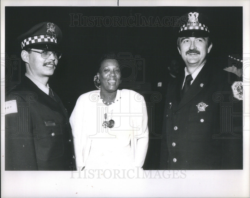 1989 Press Photo Patrol Officer Daniel Duffy Gregory Jaglowski Anne Claxton - Historic Images