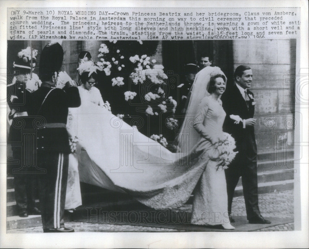 1966 Press Photo Crown Princess Beatrix Princess Netherlands Wedding Celebration - Historic Images