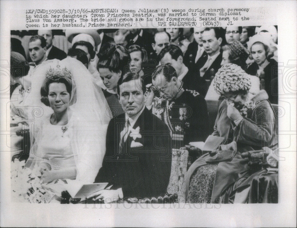 1966 Press Photo Prince Beatrix Prince Claus Netherlands Royalty Wedding - Historic Images