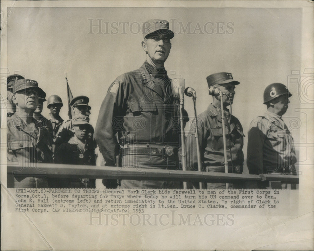 1953 General Mark Clark First Corps Korea UN command Gen John Hull - Historic Images