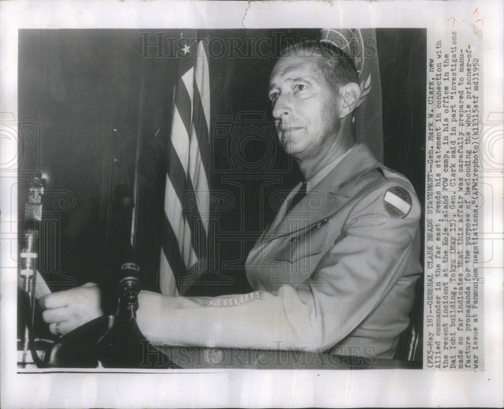 1952 Press Photo Gen Mark W Clark New Allied Commander - Historic Images