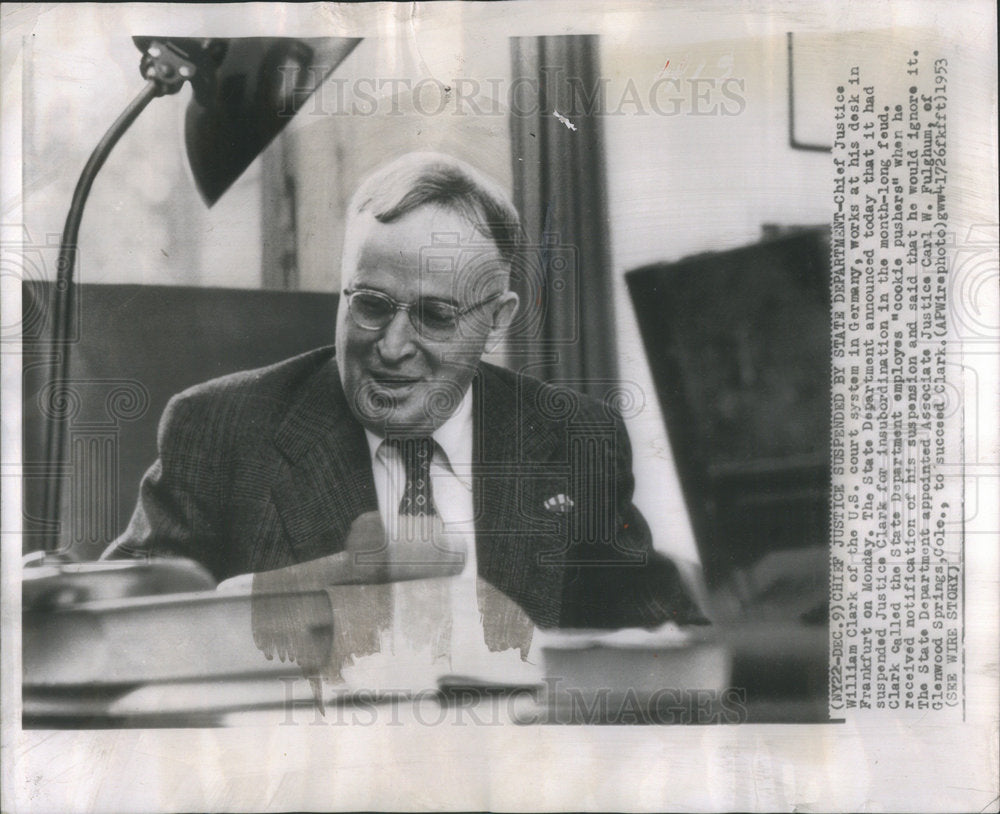 1953 Chief Justice William Clark US Court System Frankfurt Germany - Historic Images