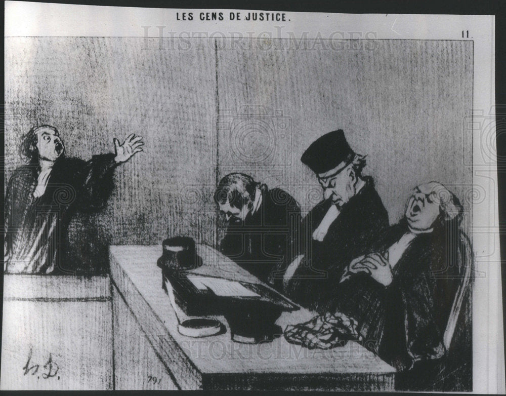 1974 Cartoon Drawing Honore Daumier Men Of Justice Series - Historic Images