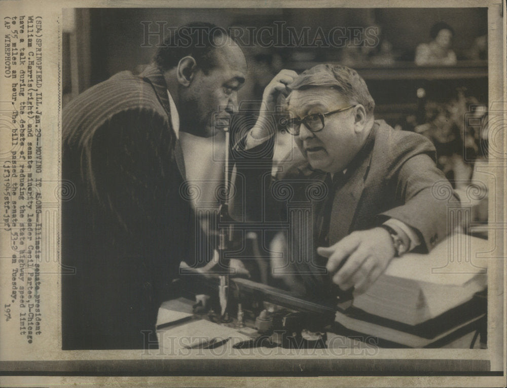 1974 Illinois Senate President Harris Minority Leader Partee - Historic Images