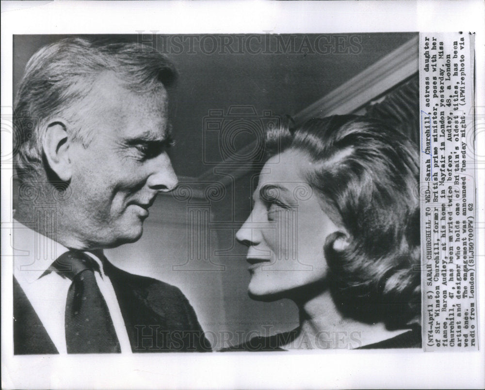 1962 Sara Churchill Daughter Winston Churchill Marries Baron Audley - Historic Images