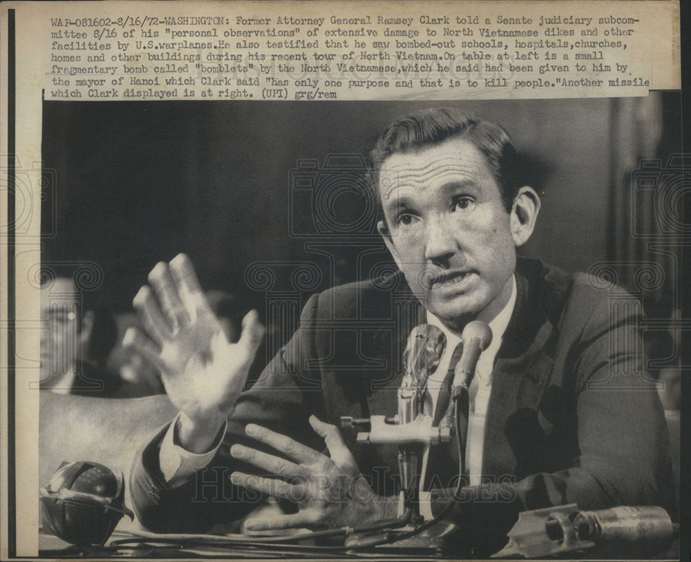 1972 Former Attorney Ramsey Clark Senate judiciary subcommittee - Historic Images