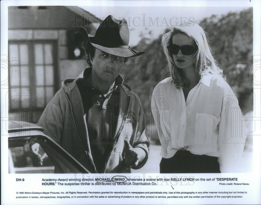 1990 Press Photo Actor Michael Cimino Kelly Lynch Desperate Hours Movie - Historic Images