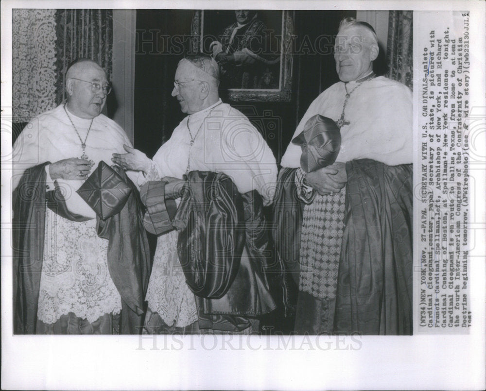 1961 Amleto Card Cleognani, Francis Card Spellman, Richard Cushing - Historic Images