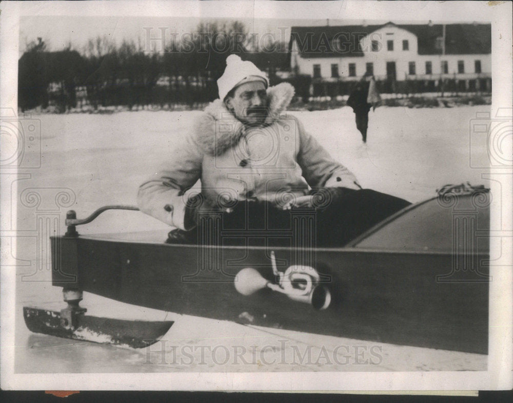 1928 Press Photo Christian of Denmark Ice Yachting In Copenhagen - Historic Images