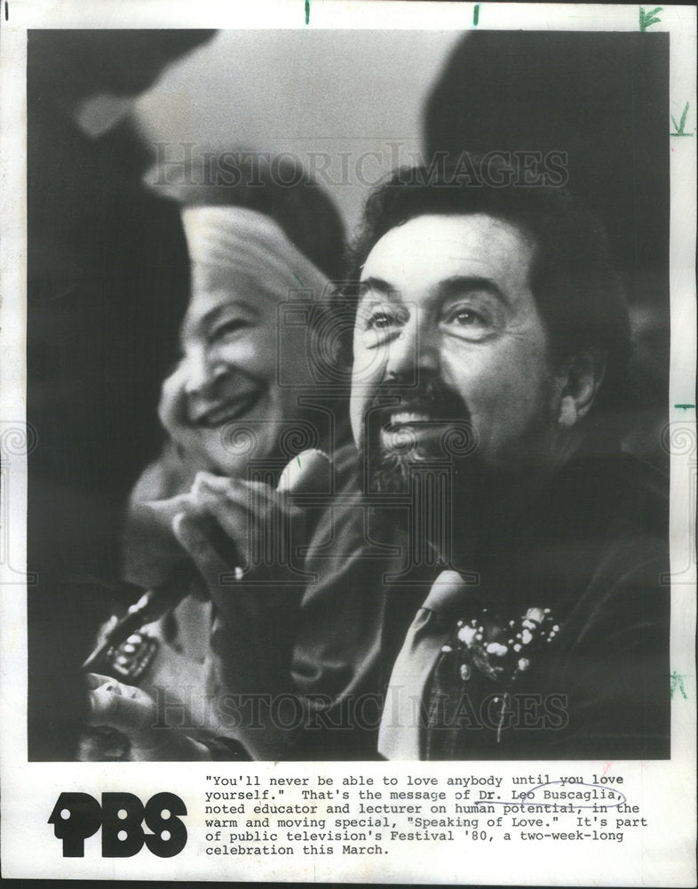 1980 Press Photo DR. LEO BUSCAGLIA AUTHOR SPEAKER PROFESSOR - Historic Images