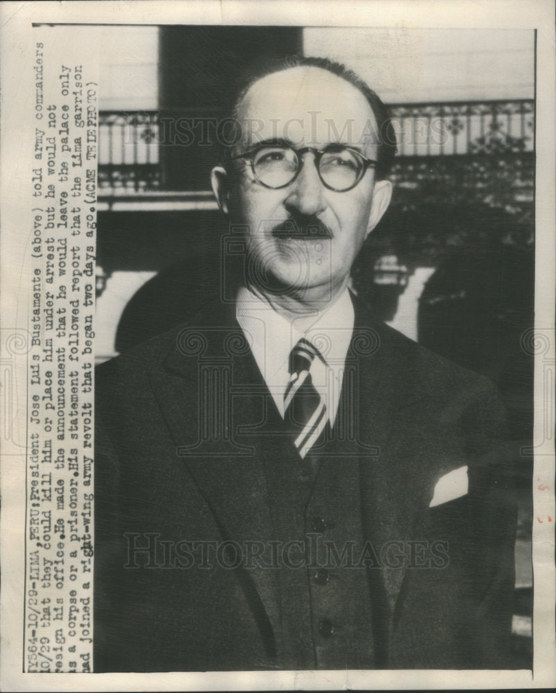 1964 Lima Peru President Jose Luis Bustamente Army Commanders Kill - Historic Images