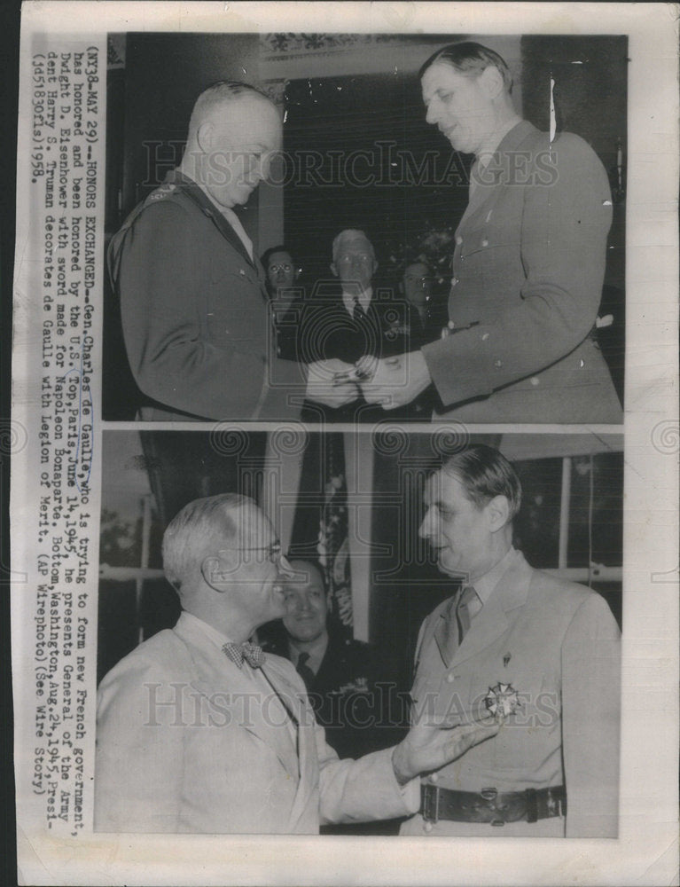 1958 French President &amp; General Charles De Gaulle  - Historic Images