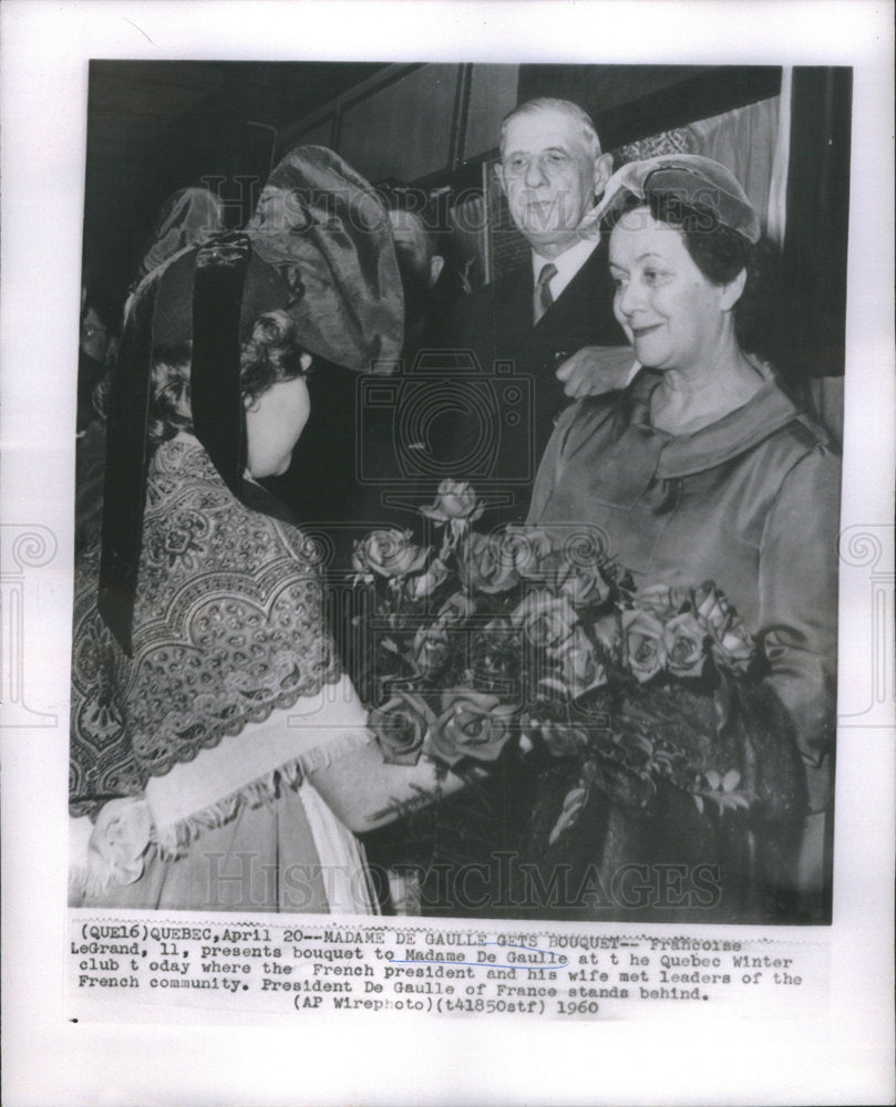 1960 Madame Francoise LeGrand Gets Flowers At Quebec Winter Club - Historic Images