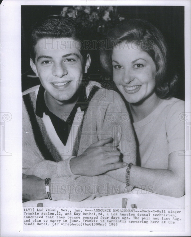 1963 Press Photo Frankie Avalon Kay Deibel Engagement - Historic Images