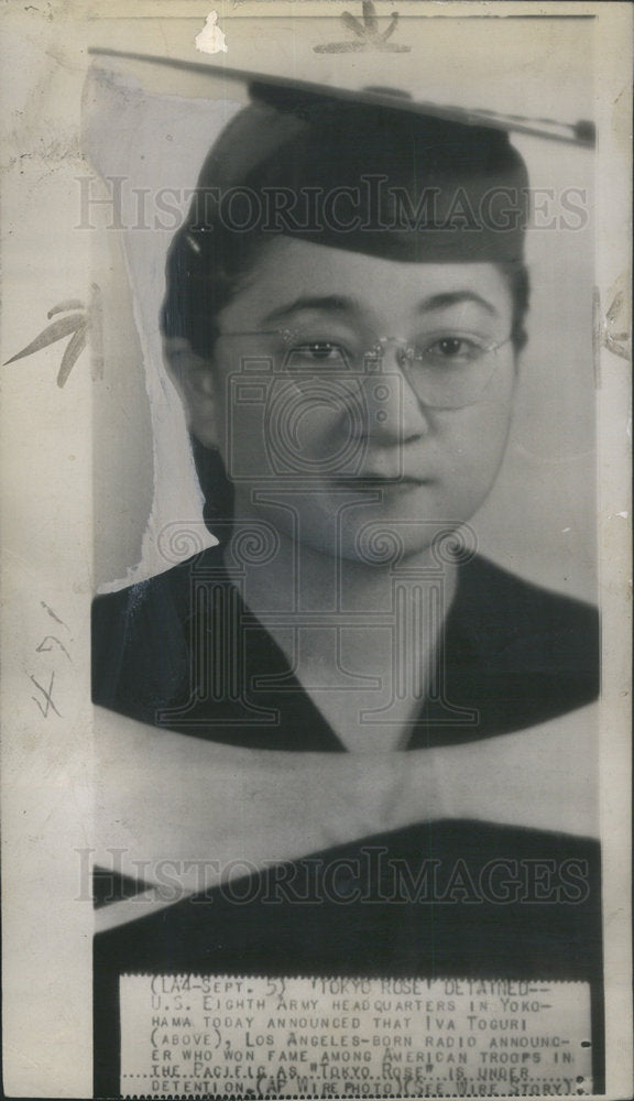 1945 Press Photo Tokyo rose treason Trial mrs. iva togiri D&#39;Aquino - Historic Images