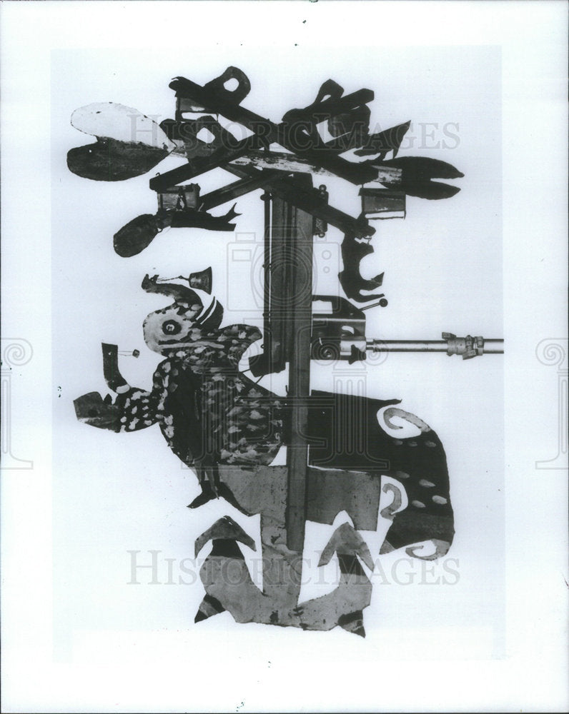 1984 Press Photo windmill with man riding flying elephant - Historic Images