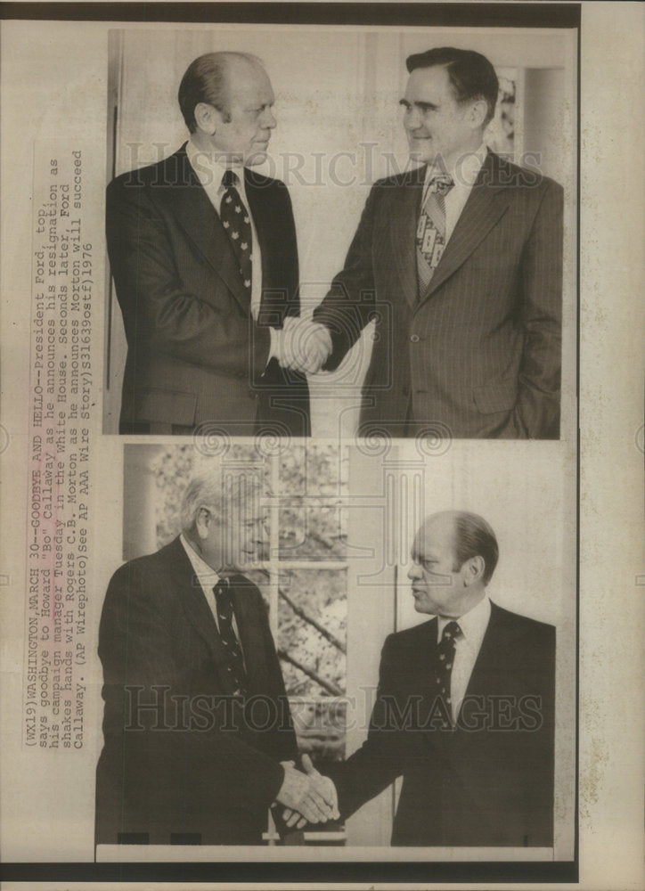 1976 Press Photo Gerald Ford Howard Callaway Rogers Morton - Historic Images