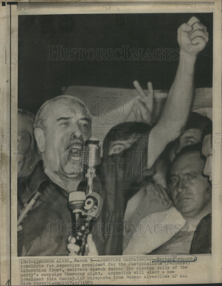 1973 Argentine Presidential Candidate Campora Campaign Speech - Historic Images