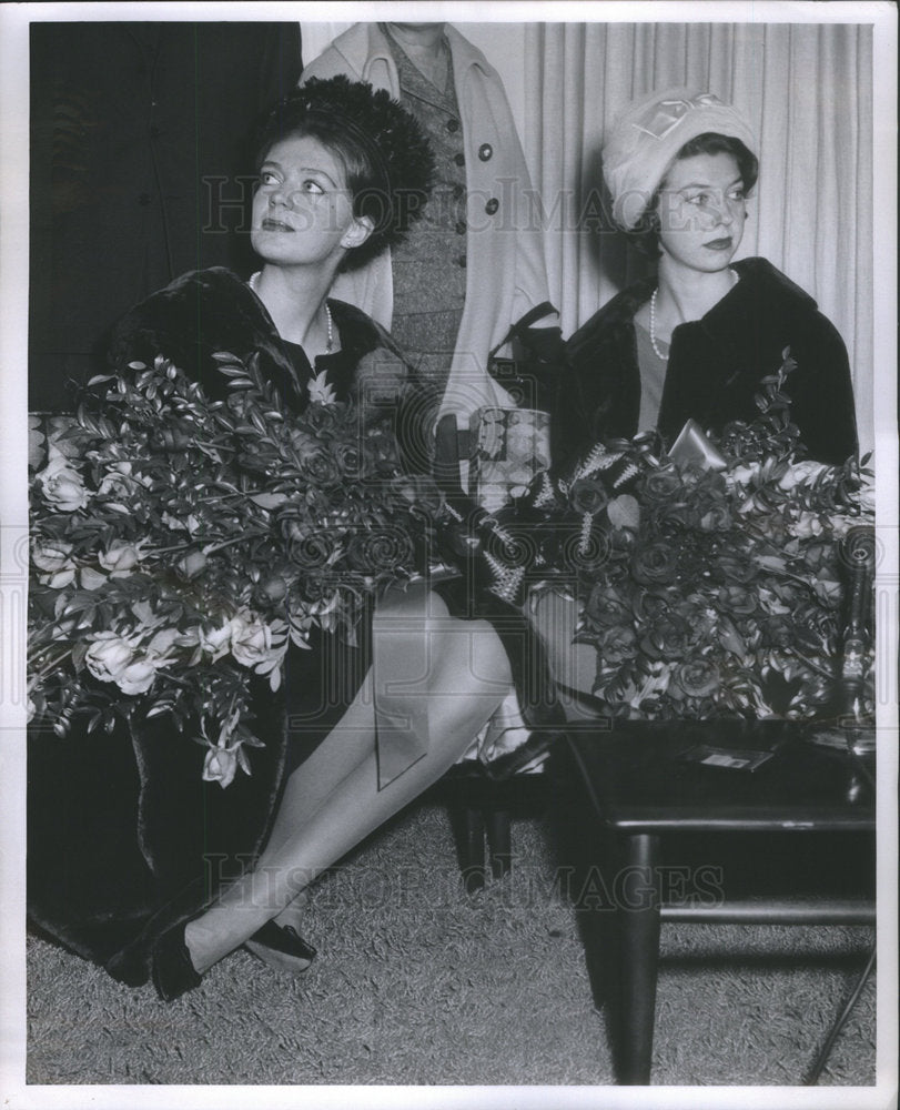 1960 Swedish Princesses Brigette Desiree Holding Bouquets - Historic Images