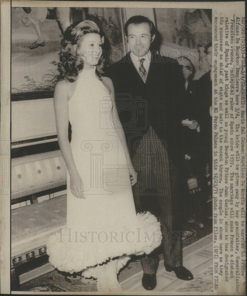 1972 Press Photo Prince Dampierre With Fiance Martinez De Bordiu Madrid - Historic Images