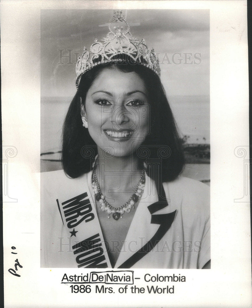 1986 Press Photo Astrid De Navia Colombian Mrs. World Beauty Queen - Historic Images