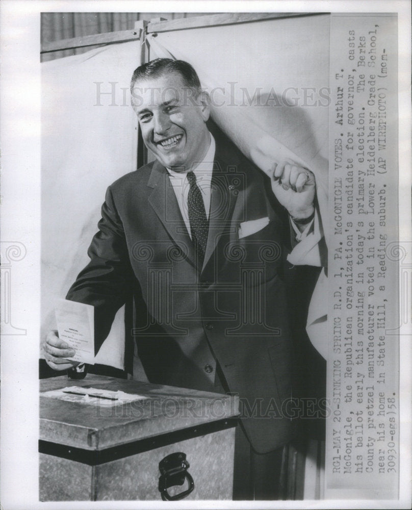 1958 Arthur T. McGonigle, Republican Candidate for Governor - Historic Images