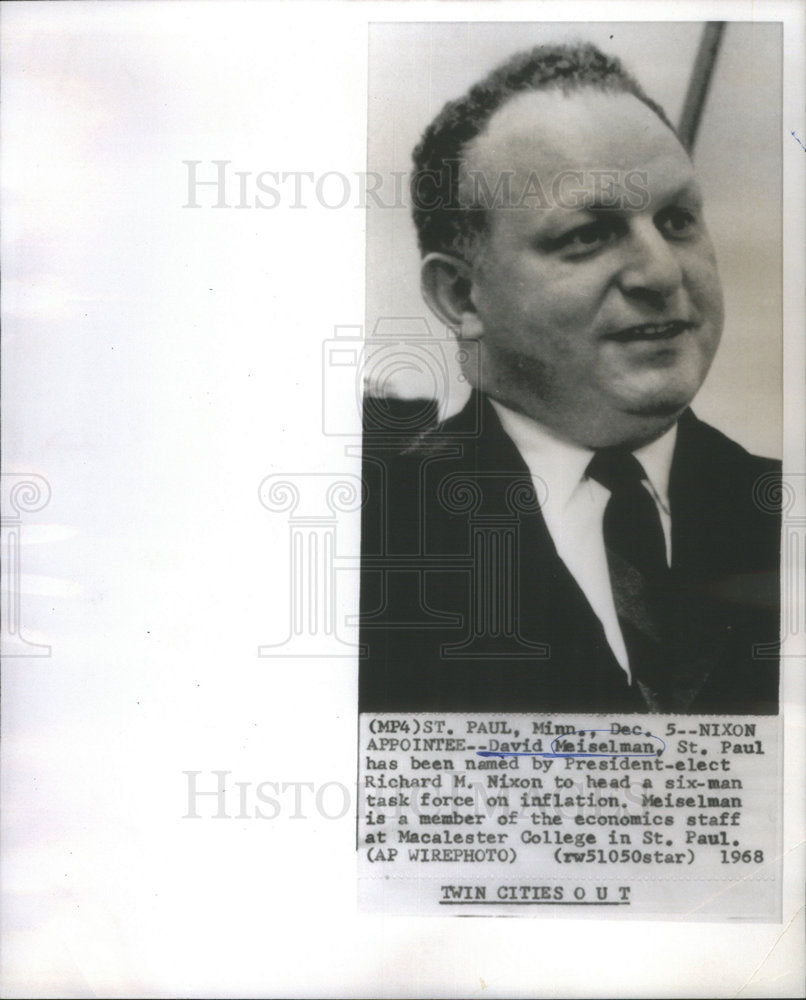 1968 Meiselman to head six-man task force on inflation. - Historic Images