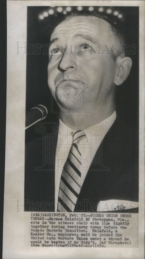 1958 Herman Meisfeld Sheboygan Senate Rackets Committee - Historic Images