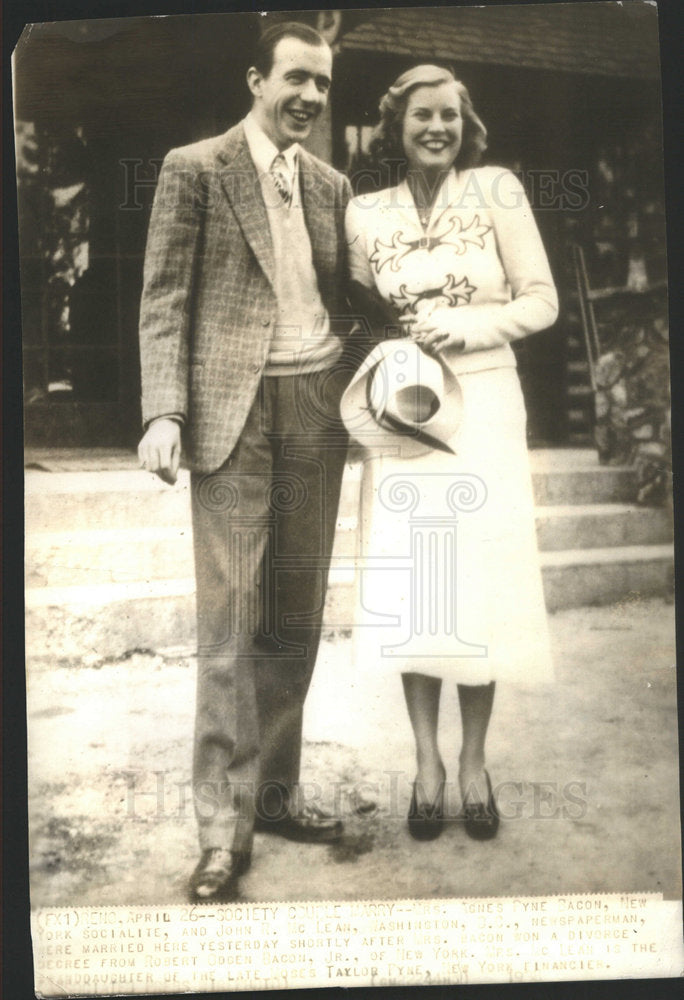 Press Photo Mrs. Agnes Ryne Bacon, New York Socialite, and John R. McLean - Historic Images