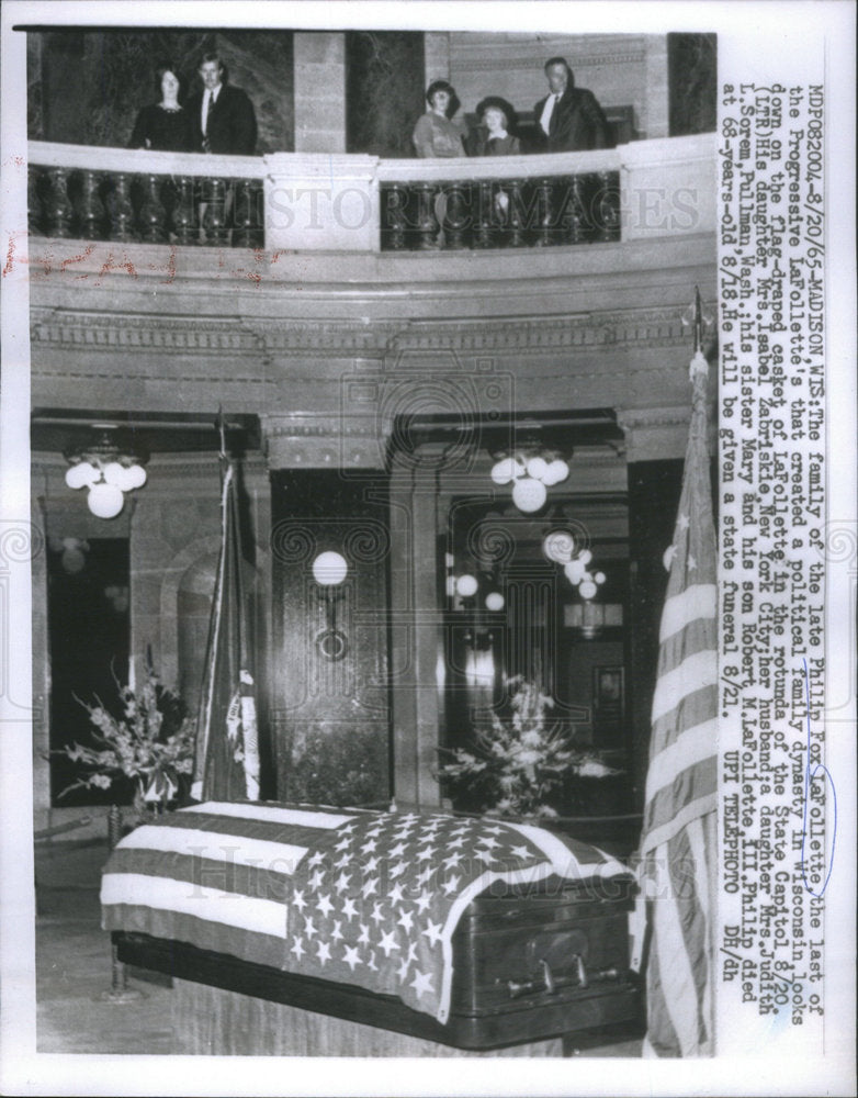 1965 Press Photo United States Wisconsin Governor Philip Fox La Follette - Historic Images