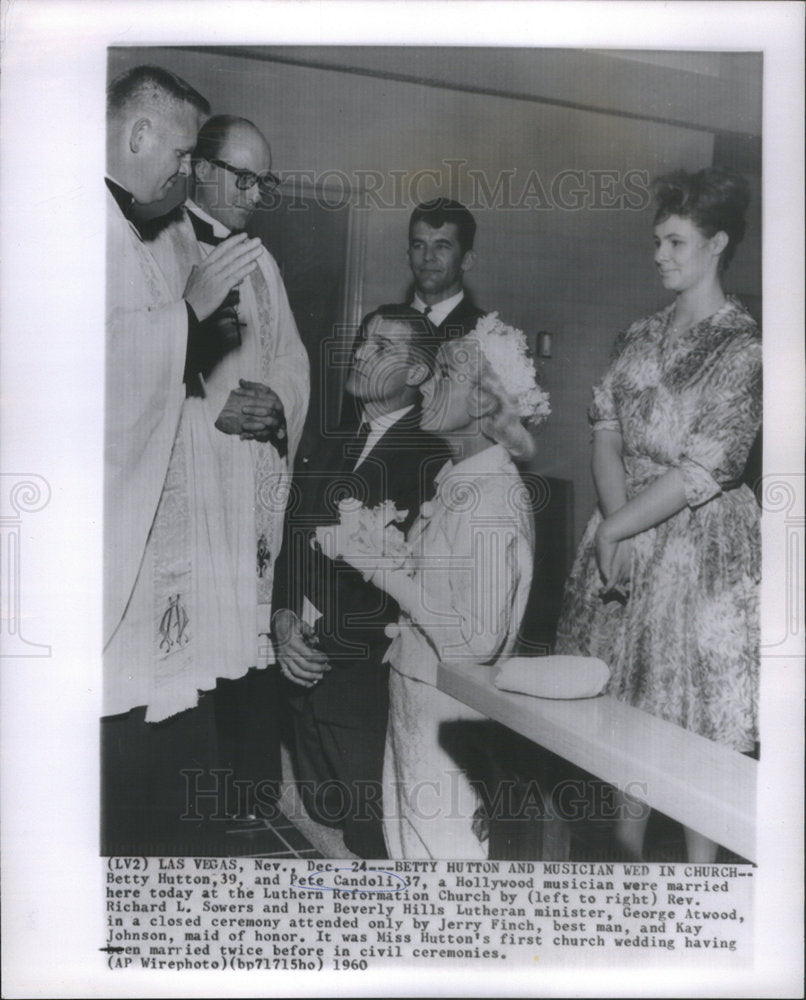 1960 Betty Hutton Pete Candoli Rev Richard Sowers Beverly Hills - Historic Images