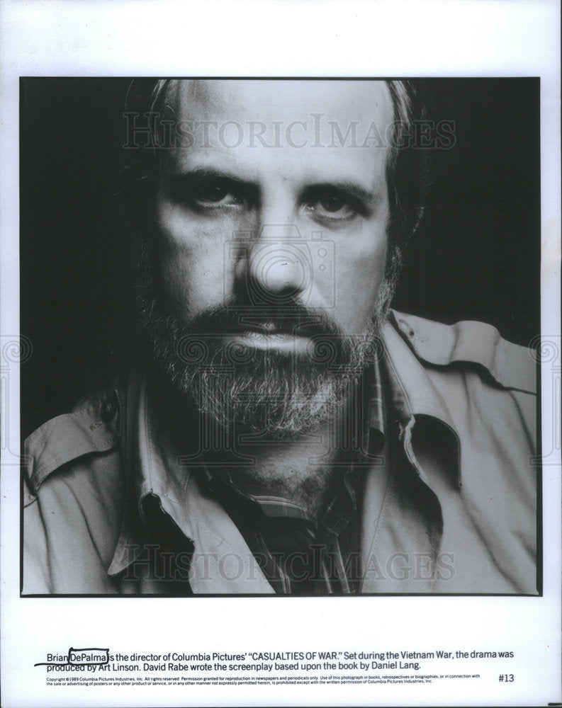 1989 Press Photo Brian DePalma, director, "Casualties of War" - Historic Images