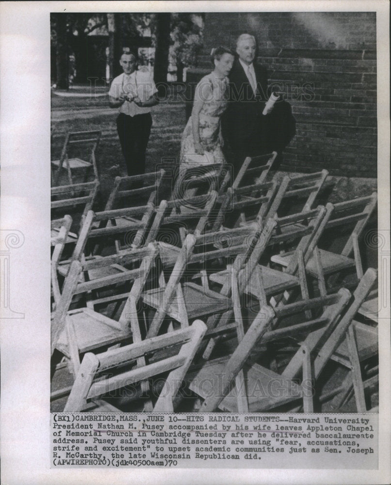 1970 Press Photo Harvard University President Nathan Pusey wife Cambridge - Historic Images