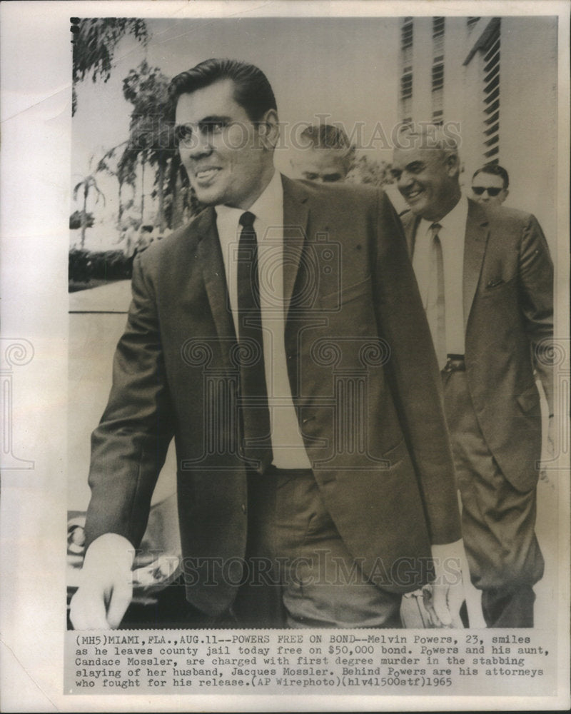 1965 Press Photo Melvin Powers/Candace Mossler/Jacques Mossler Murder Trial - Historic Images