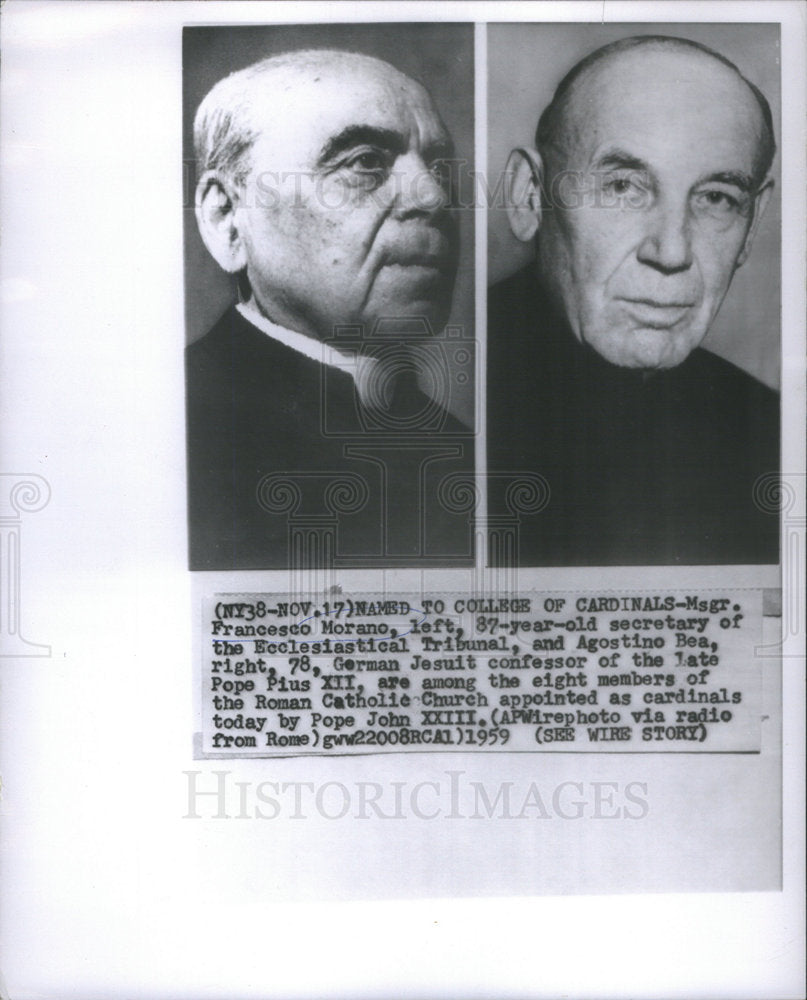 1959 Msgr Francesco Morano Agostino Bea German Jesuit confessor - Historic Images