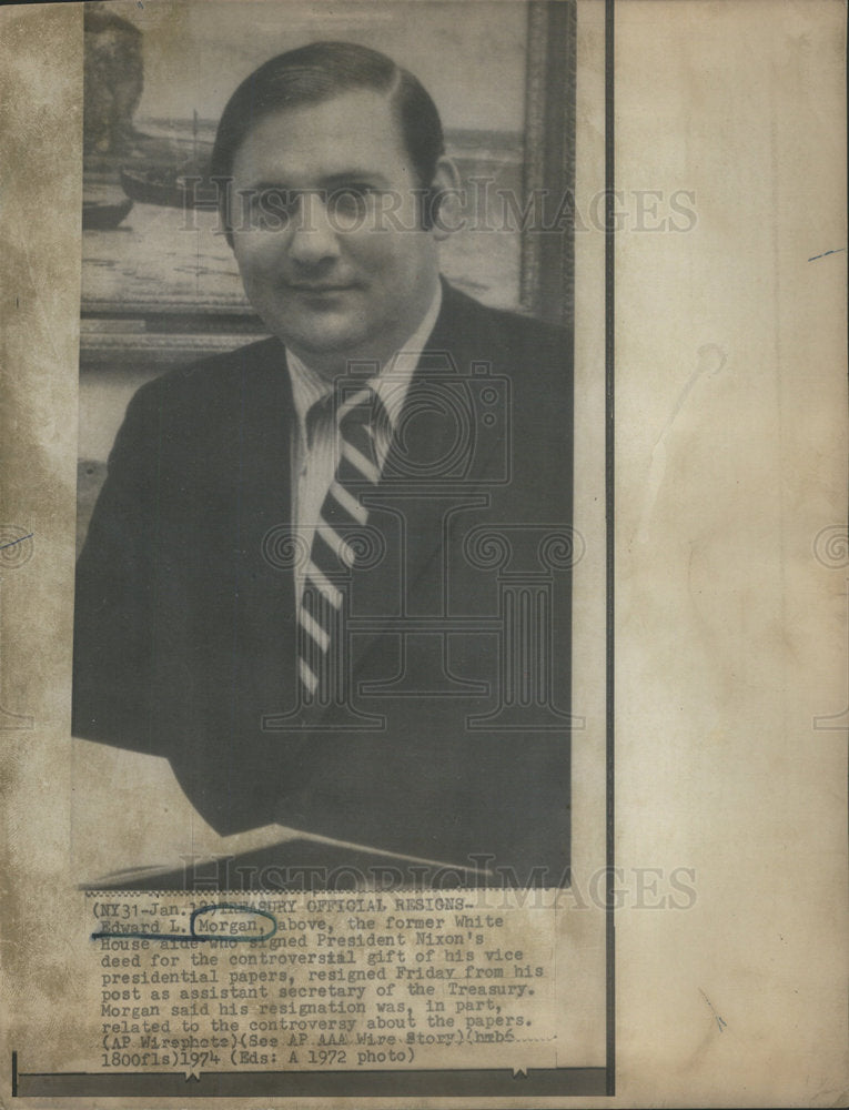 1974 EDWARD L. MORGAN WHITE HOUSE AID SIGNED PRESIDENT'S DEED - Historic Images