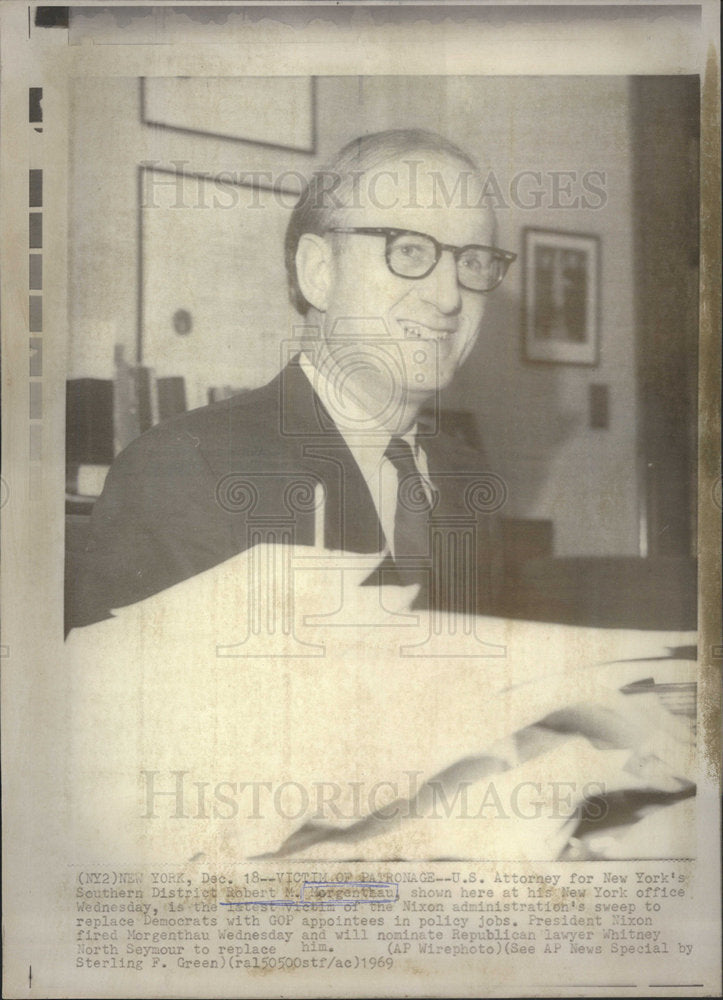 1969 Robert Morgenthau United States Attorney At New York Office - Historic Images