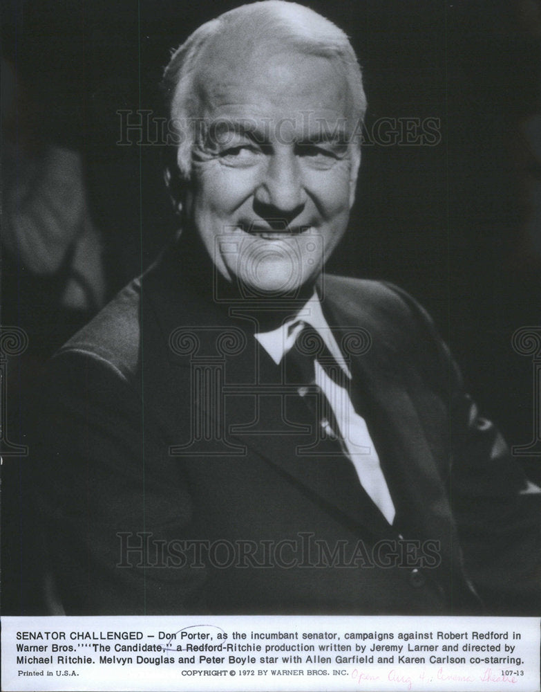 1972 Don Porter stars with Robert Redford in "The Candidate" - Historic Images