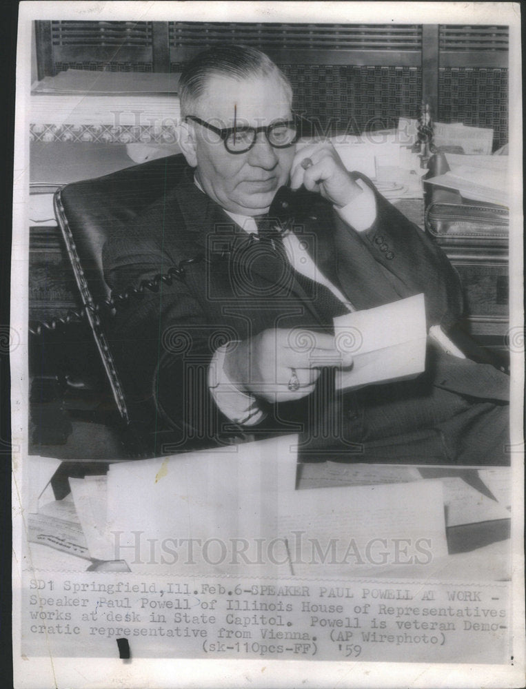 1959 Speaker Paul Powell at work - Historic Images