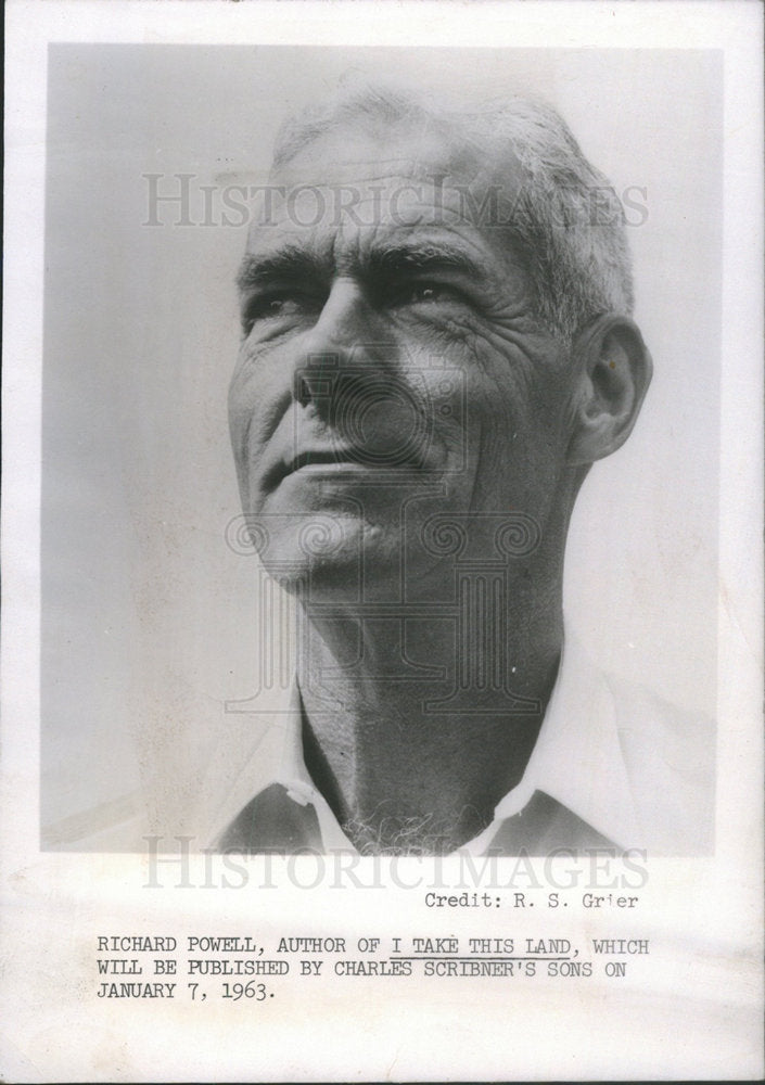 1963 Press Photo Richard Powel author &quot;I Take This Land&quot; - Historic Images