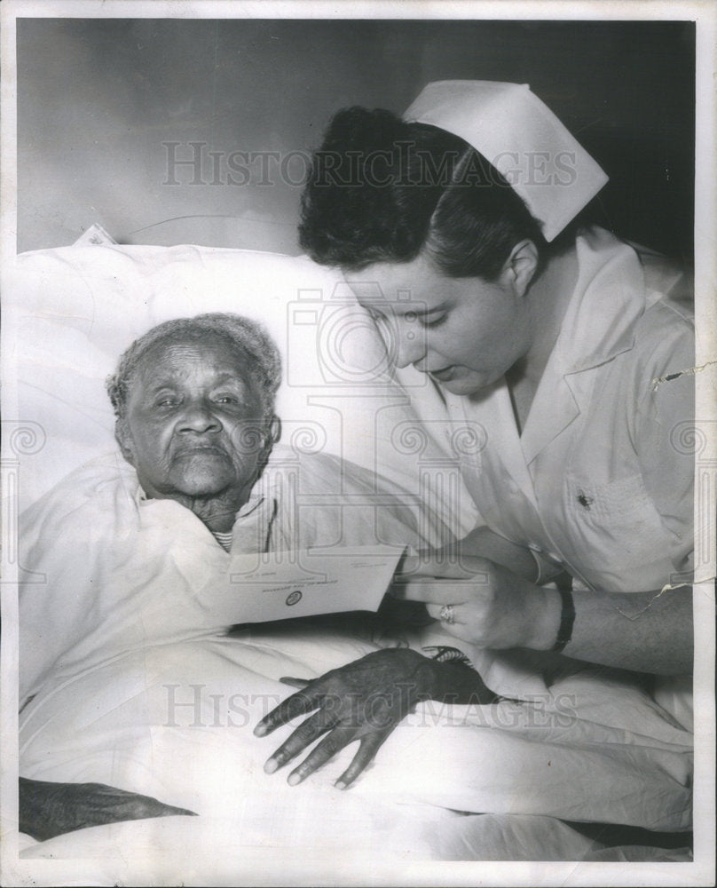 1957 Press Photo Sally Powell 114th Birthday - Historic Images